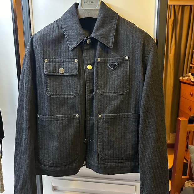 프라다 쉐브론 데님 자켓 M