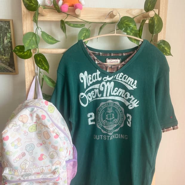 모리걸 빈티지 너드모리 레이어드 반팔 티셔츠 💚♥️
