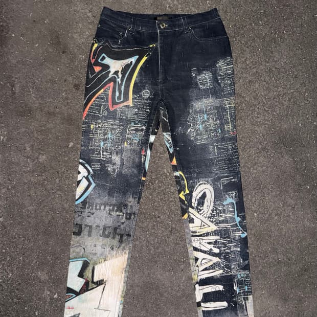 Roberto Cavalli Geometric printing jeans