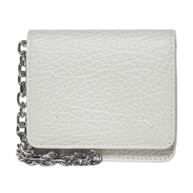 메종 마르지엘라 스몰 레더 체인 지갑 아이보리