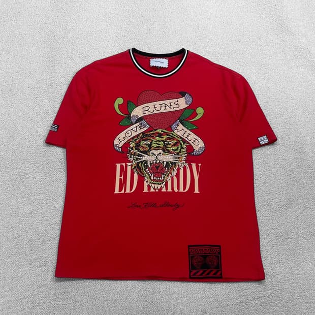 에드하디 타이거 큐빅 반팔티 레드