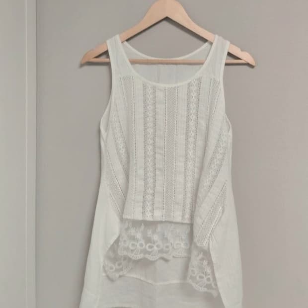 빈티지 레이스 슬리브리스 탑