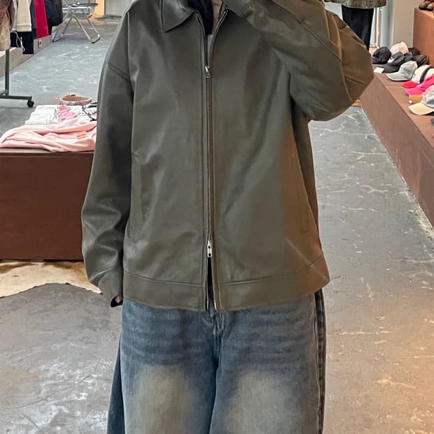 도프제임슨 카키그레이 투웨이 레더자켓 H1898