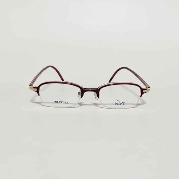 974 데드스탁 스퀘어 클리어 버건디 반무테 초경량 빈티지안경