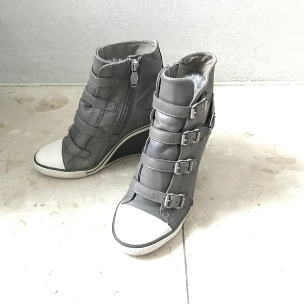 Ash 아쉬 레더 웨지힐 하이탑 스니커즈