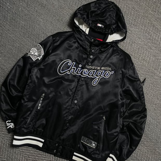 00s MLB 올드스쿨 화이트 삭스 빅로고 바시티 후디 자켓y 5219