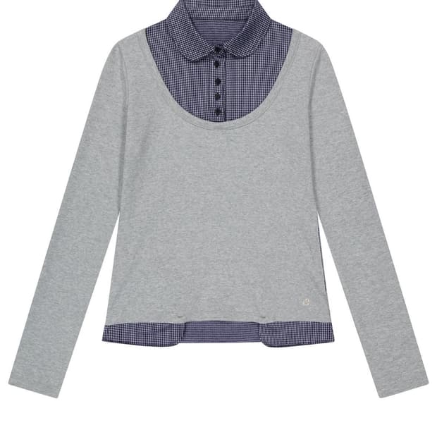 코이세이오 리버시블 카라 롱슬리브 멜란지 그레이