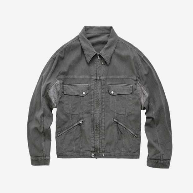 [4] 폴리테루 히코리 집 트러커 스트라이프 그레이 (재패니즈 패브릭)