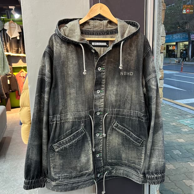M/ 네이버후드 워시드 데님 후드 자켓
