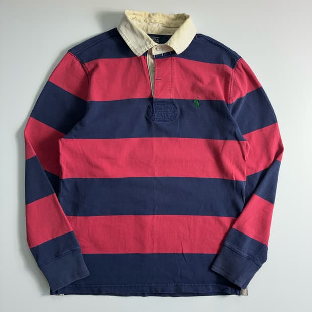 Polo  폴로 랄프로렌 자수 코튼 스트라이프 럭비 티셔츠
