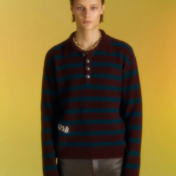 [앤더슨벨] 스트라이프 폴로 스웨터 L