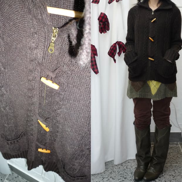 deep brown toggle cardigan