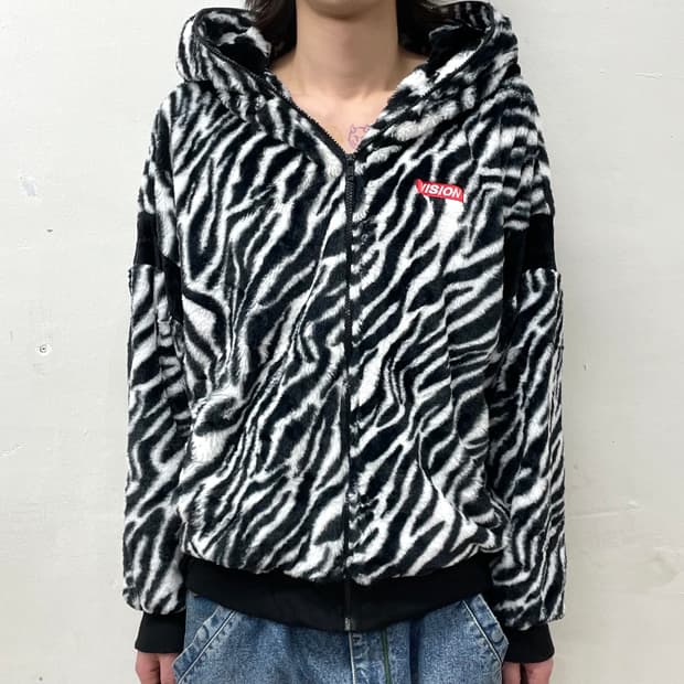 Vision Zebra Fur Hooded Zip-Up 