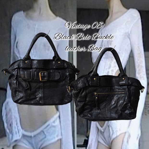 Vintage 08 Black Belt Buckle leather Bag