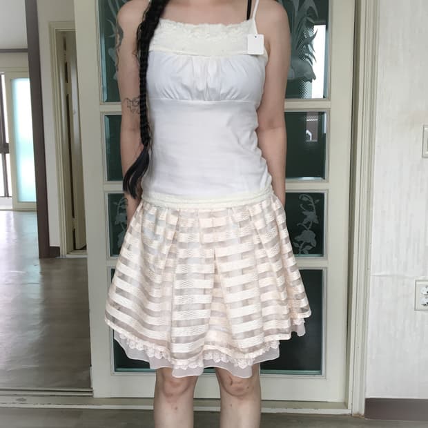 Lace shirring point sleeveless