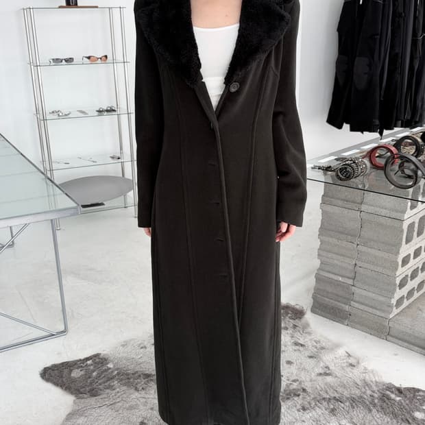 1990‘s 소니아 리키엘 퍼 맥시 롱 코트