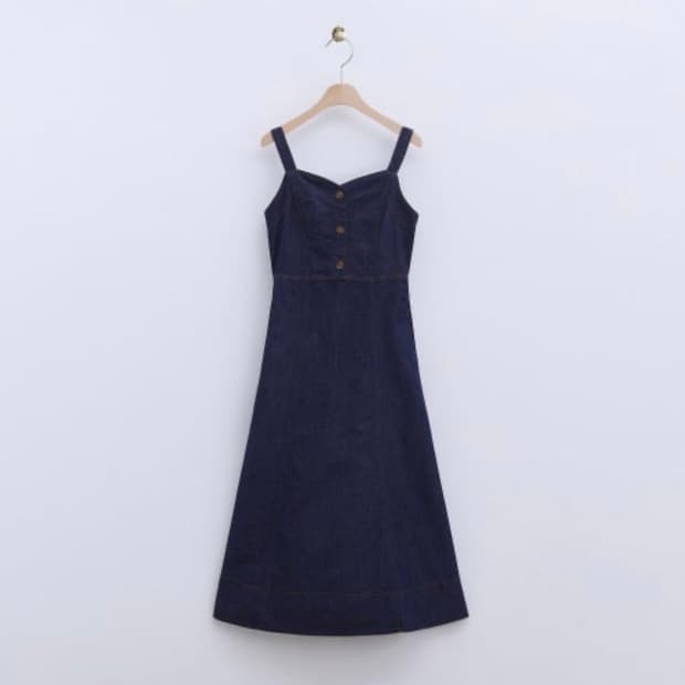 로엠 데님 롱 뷔스티에 원피스