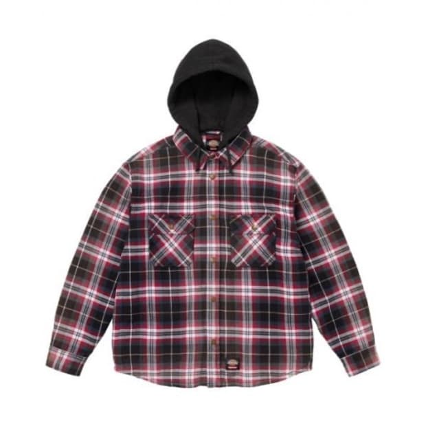 슈프림 디키즈 집업 플란넬 후드 셔츠 L사이즈