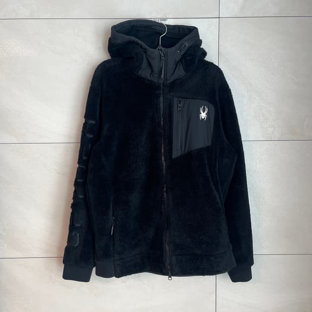 스파이더 플리스 후리스 후드 집업 블랙 [L]