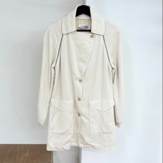 메종 마르지엘라 2008SS 라이트 베이지 집 인시전 코트