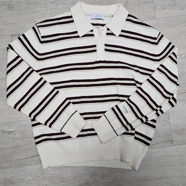 르마드 스트라이프 카라 니트