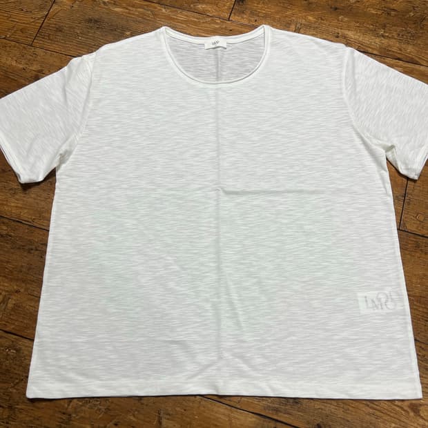 엘무드 슬러브 스쿱넥 하프 슬리브 티셔츠 화이트 50