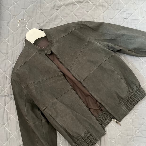 르마드 워시드 코튼 바이커 자켓 블랙