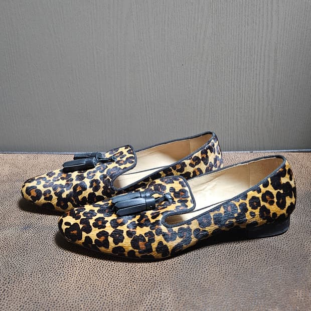 Massimo Dutti 레오파드 송치 태슬 로퍼 38