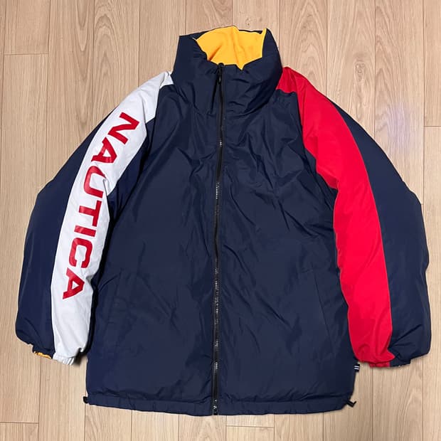 노티카 Nautica 덕다운 패딩 점퍼 M (95) 리버시블