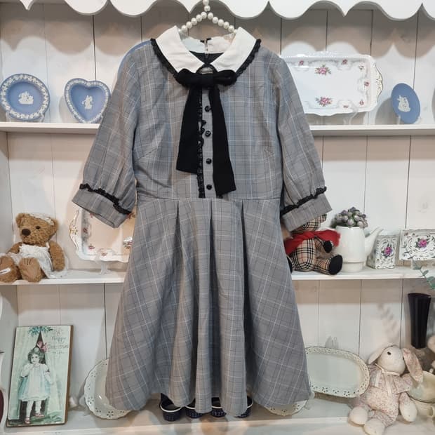 ROJITA(로지타) 체크 배색 리본 원피스