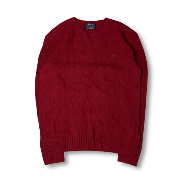 폴로랄프로렌 버건디 꽈배기 긴팔 니트