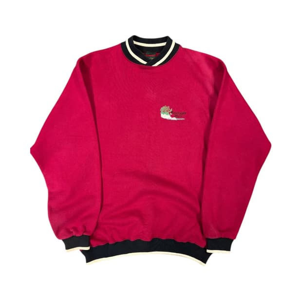 M) 크로스크릭 USA 레드 배색 립넥 맨투맨 TM-035