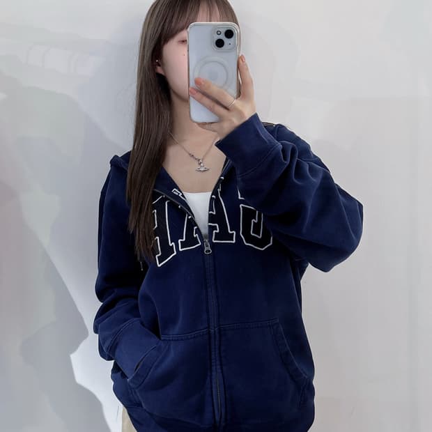 갭 빅로고 네이비 후드집업