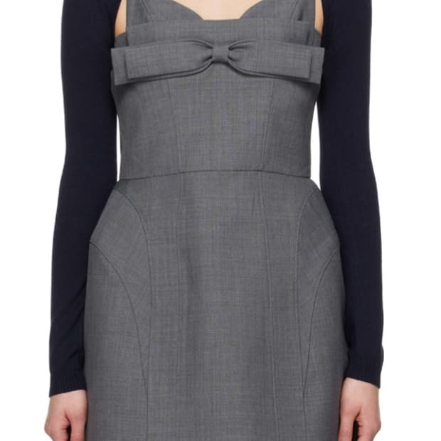 슈슈통 그레이 더블 리본 슬링 미니드레스 사이즈 6