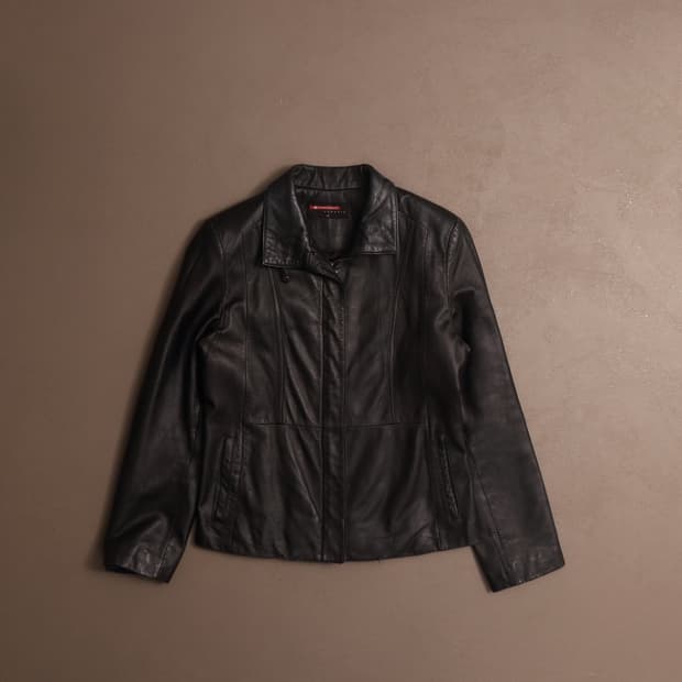 90's 양가죽 레더 싱글 집업 자켓 A1833
