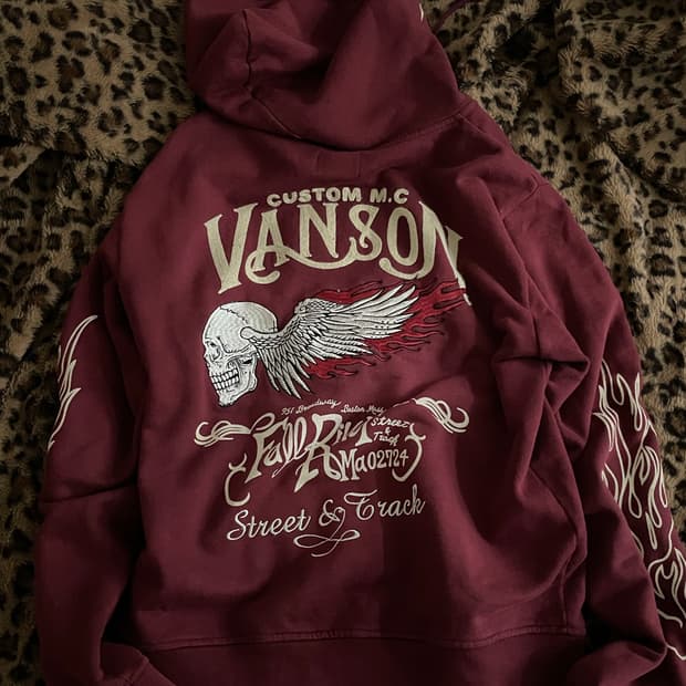 Vanson 스컬 윙 버건디 후드집업 유일매물