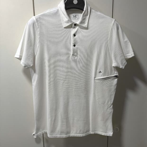 90 CP컴퍼니 카라넥 포켓 티셔츠 화이트