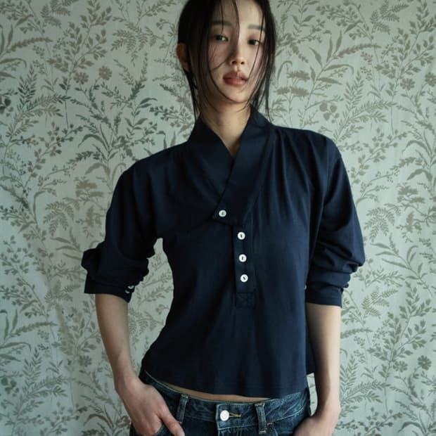 (무배)한땀한땀 [ 달 기 ] 저고리 네이비 s