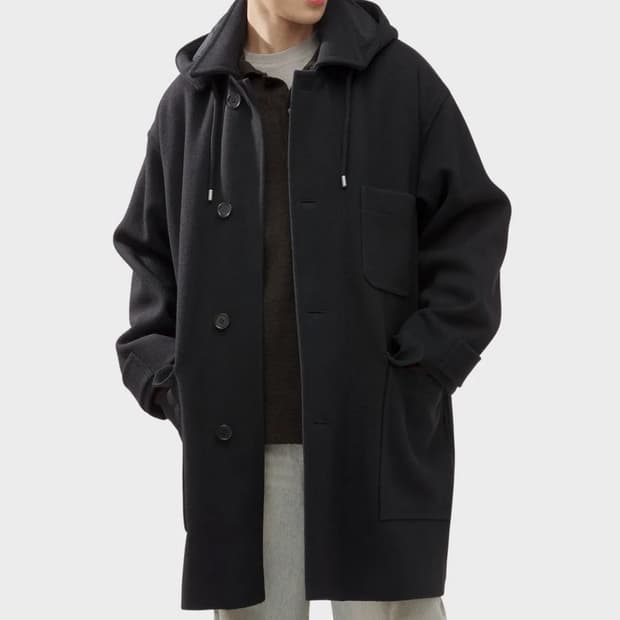 마가렛호웰 MHl 멜톤 울 후드 코트 블랙