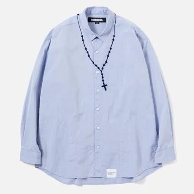 네이버후드 묵주 자수 셔츠 블루