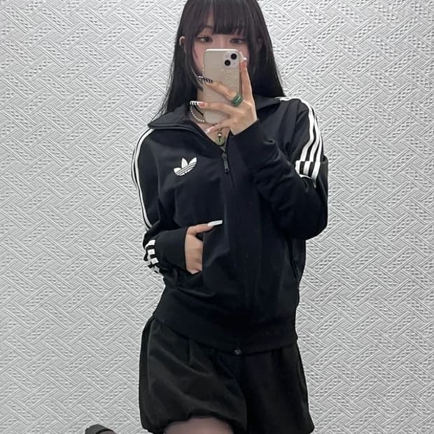 아디다스 빈티지 Y2K 파이어버드 검흰 져지 집업 90 C10664