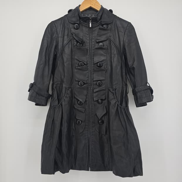 SON JUNG WAN 사슴가죽 프리미엄 레더 코트 원피스 블랙 / 디어