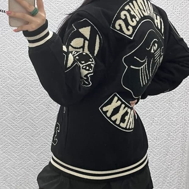 더 매드니스 올드스쿨 스트릿 펑크 키치 울 바시티자켓 XL C10697