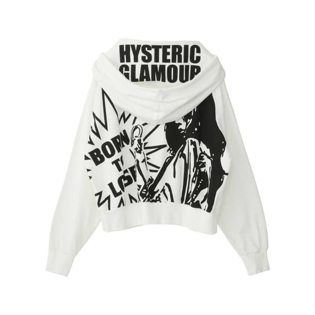 히스테릭글래머 born to lose 후드집업 화이트