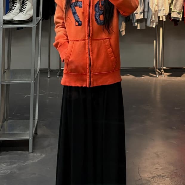 아베크롬비 빈티지 데미지 오렌지 후드집업 A3813