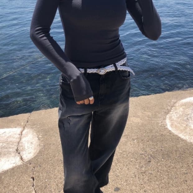 애즈온 시그니처 데님팬츠 그레이 m