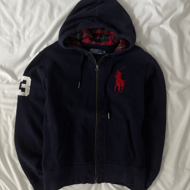 폴로 빅포니 후드집업 네이비