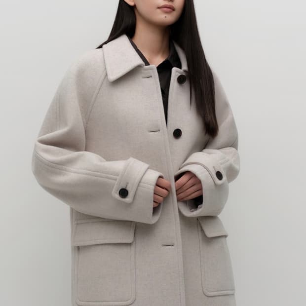 무신사 스탠다드 우먼 캐시미어 블렌드 하프 발마칸 코트 오트밀