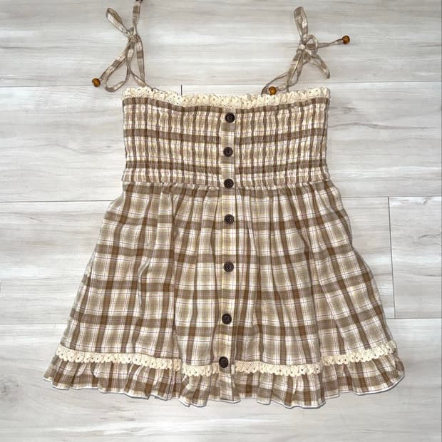 LIZ LISA Cozy Beige Check Sleeveless