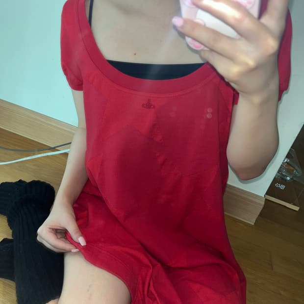 비비안 웨스트우드 별 무늬 오알비 자수 코튼 원피스 플레어 핏